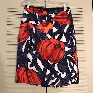 {Anthropologie} floral printed pencil skirt